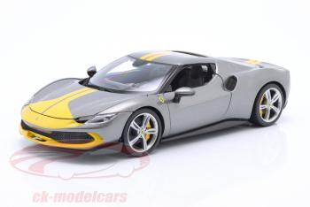 Bburago : Nouveaut Juillet 2023 : Sortie de la Ferrari 296 GTB Assetto Fiorano grise & jaune au 1/18